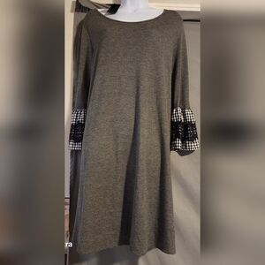 NWT Espresso Gray A-Line Dress with Bell Sleeves